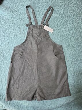 Rylee + Cru Linen Green Romper With Pockets
